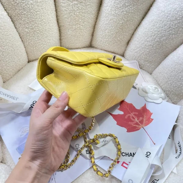 Chanel Mini Top Handle Yellow Flap Bag - Image 3