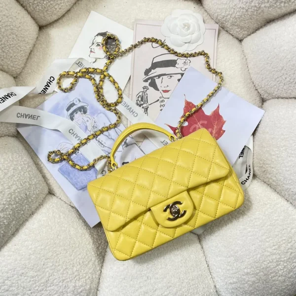 Chanel Mini Top Handle Yellow Flap Bag