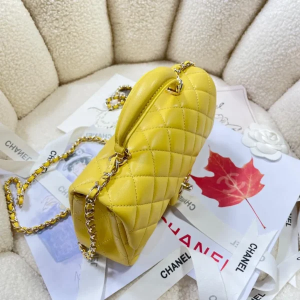 Chanel Mini Top Handle Yellow Flap Bag - Image 6