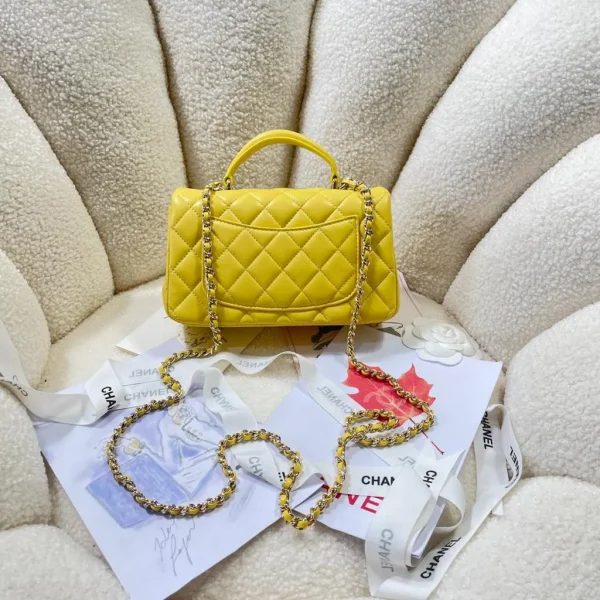 Chanel Mini Top Handle Yellow Flap Bag - Image 7