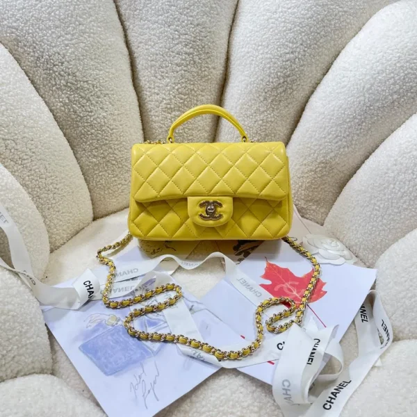 Chanel Mini Top Handle Yellow Flap Bag - Image 8