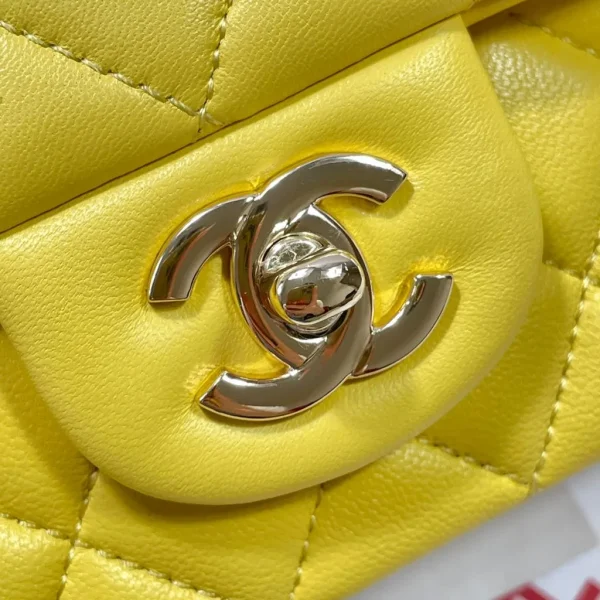 Chanel Mini Top Handle Yellow Flap Bag - Image 9