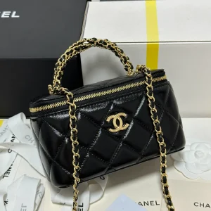Chanel Quilted Vanity Rectangular Black Lambskin