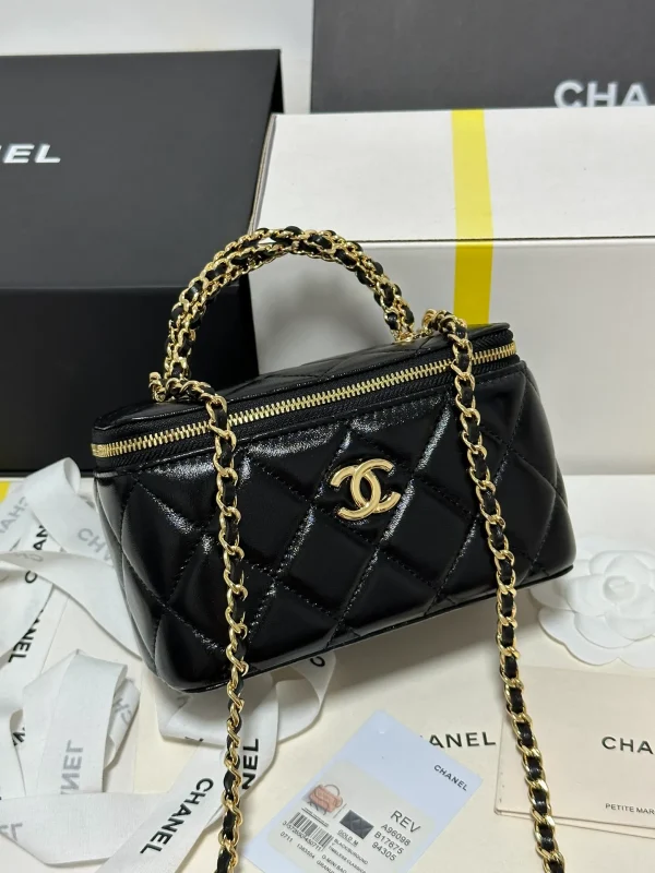 Chanel Quilted Vanity Rectangular Black Lambskin
