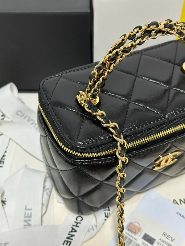 Chanel Quilted Vanity Rectangular Black Lambskin - Image 6