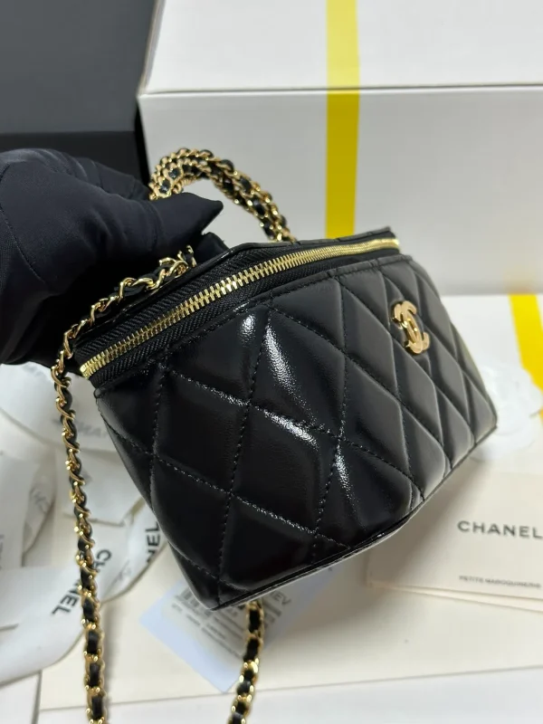 Chanel Quilted Vanity Rectangular Black Lambskin - Image 8