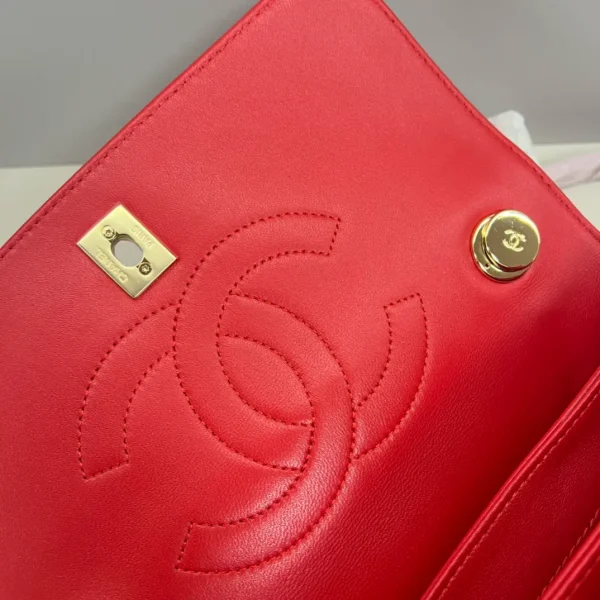 Chanel Red Quilted Lambskin Small Trendy CC Dual Handle - Image 3