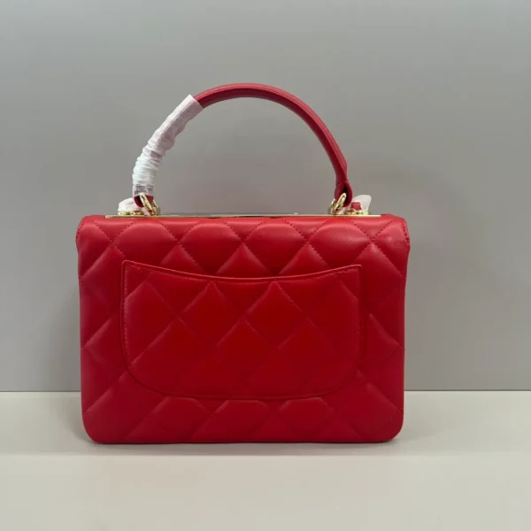 Chanel Red Quilted Lambskin Small Trendy CC Dual Handle - Image 5
