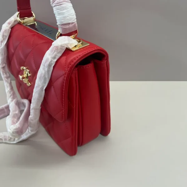 Chanel Red Quilted Lambskin Small Trendy CC Dual Handle - Image 7