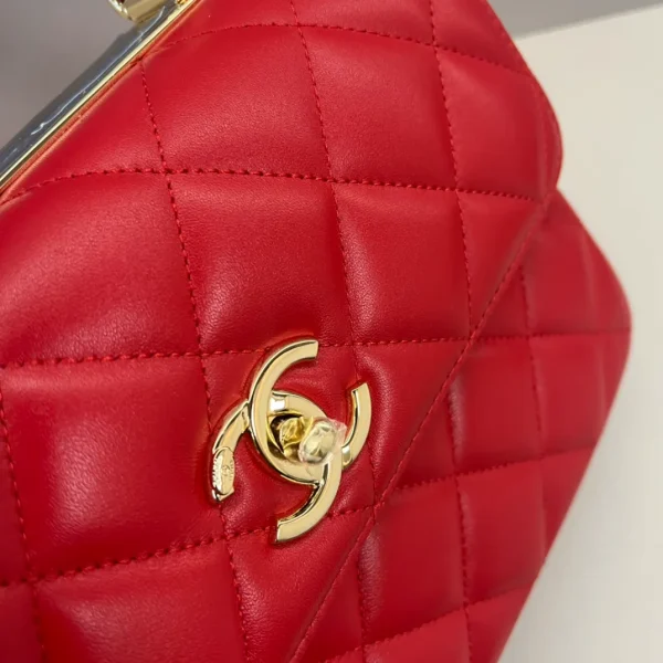 Chanel Red Quilted Lambskin Small Trendy CC Dual Handle - Image 8