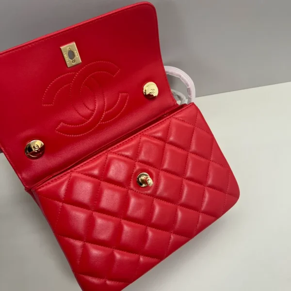Chanel Red Quilted Lambskin Small Trendy CC Dual Handle - Image 9