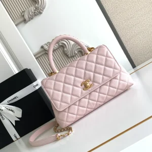 Chanel Small Coco Handle Light Pink Caviar Leather Gold Hardware