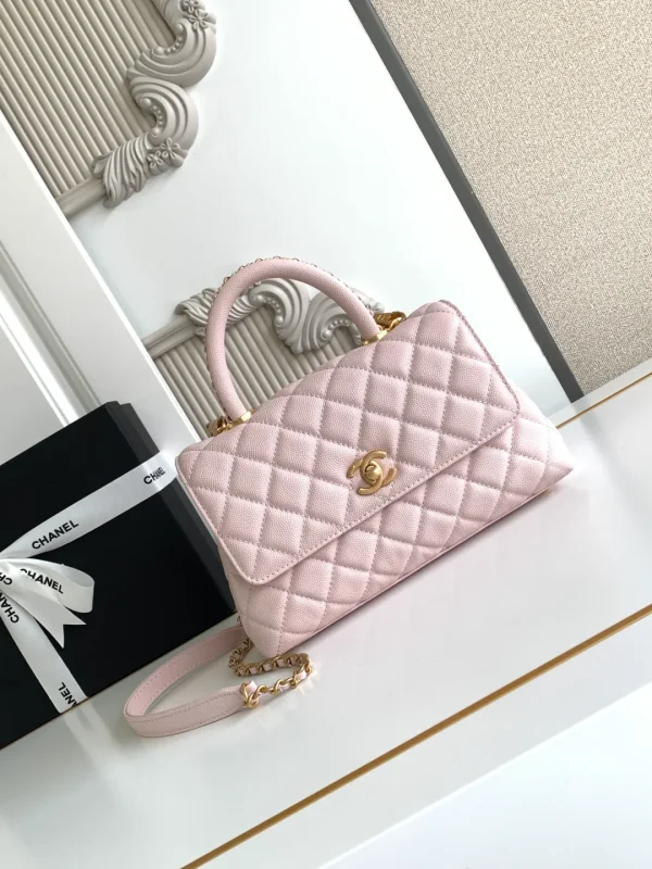 Chanel Small Coco Handle Light Pink Caviar Leather Gold Hardware