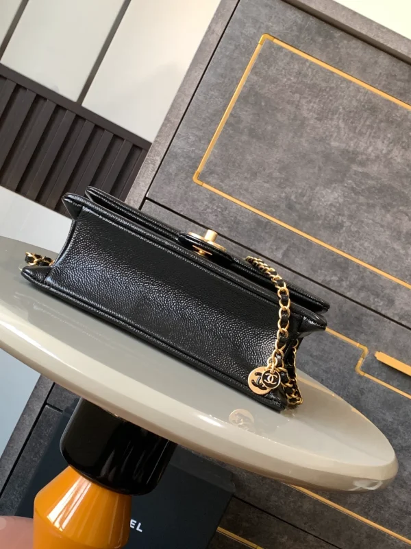 Chanel Small Flap Bag Black Shiny Grained Calfskin Brushed - Image 5