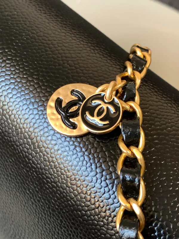 Chanel Small Flap Bag Black Shiny Grained Calfskin Brushed - Image 6