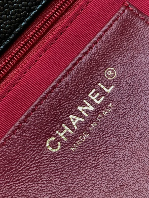 Chanel Small Flap Bag Black Shiny Grained Calfskin Brushed - Image 10