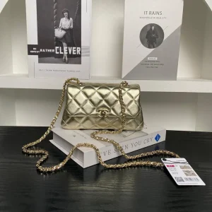 Chanel Small Flap Bag With Gold-tone Metal Shining Gold