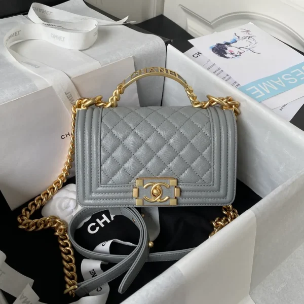 Chanel Small Grey Caviar Gold Hw