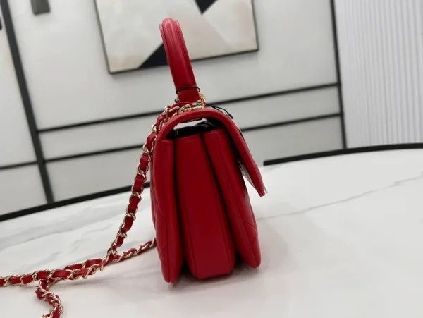Chanel Small Trendy Top Handle Bag True Red Lambskin GHW - Image 7