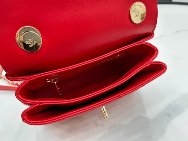 Chanel Small Trendy Top Handle Bag True Red Lambskin GHW - Image 10