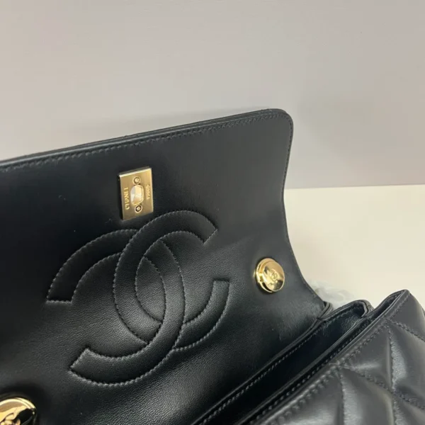 Chanel Woven Top Handle CC Rectangular Black Flap Bag - Image 2