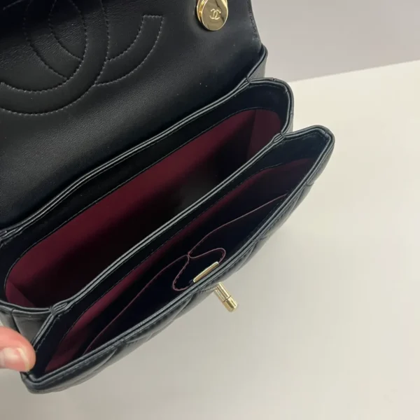 Chanel Woven Top Handle CC Rectangular Black Flap Bag - Image 3