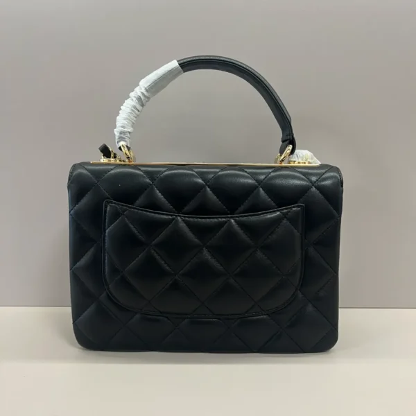 Chanel Woven Top Handle CC Rectangular Black Flap Bag - Image 5