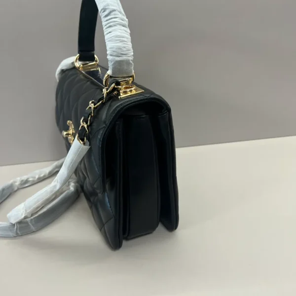 Chanel Woven Top Handle CC Rectangular Black Flap Bag - Image 6