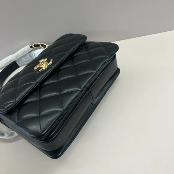 Chanel Woven Top Handle CC Rectangular Black Flap Bag - Image 7