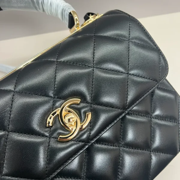 Chanel Woven Top Handle CC Rectangular Black Flap Bag - Image 9