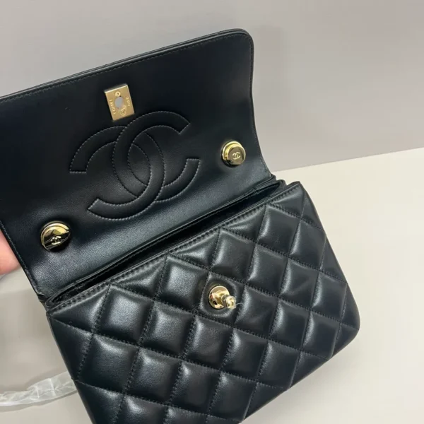 Chanel Woven Top Handle CC Rectangular Black Flap Bag - Image 10