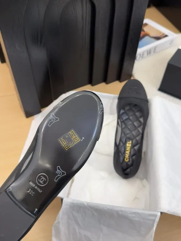 Chanel cc Logo Black Mesh Ballet Ballerina Flats shoes - Image 2