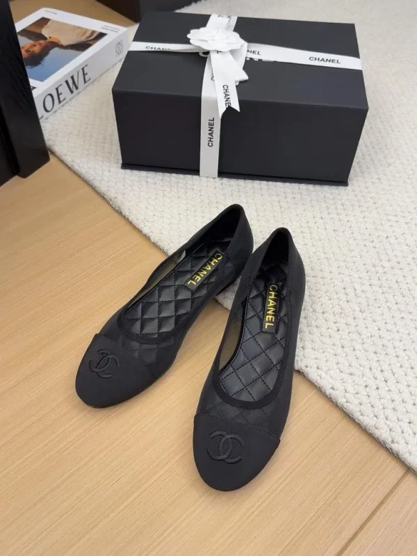 Chanel cc Logo Black Mesh Ballet Ballerina Flats shoes - Image 3