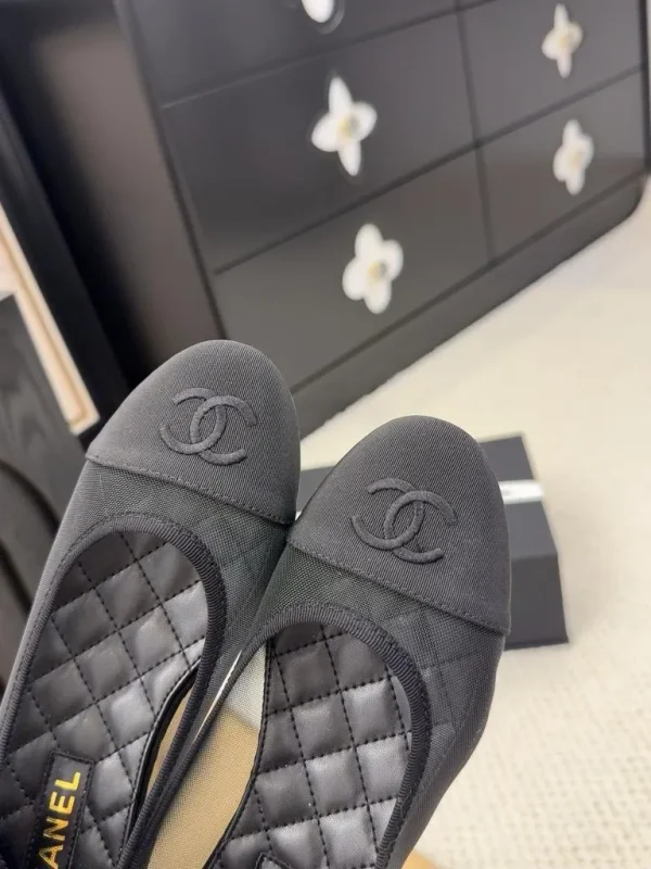 Chanel cc Logo Black Mesh Ballet Ballerina Flats shoes - Image 4