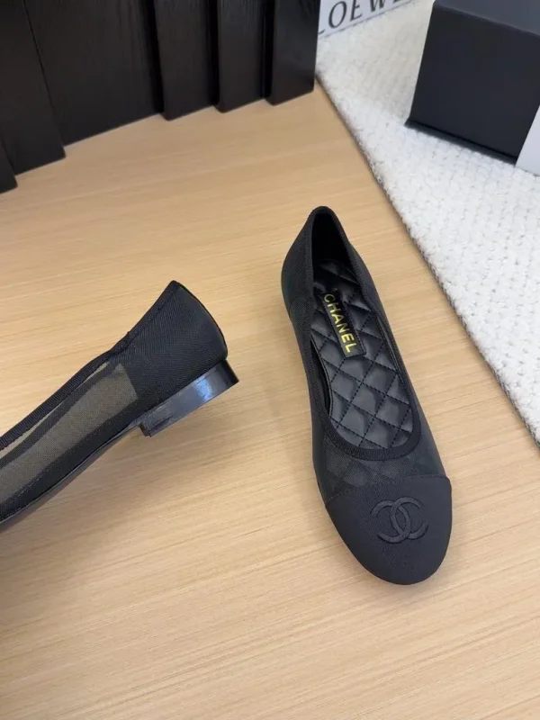 Chanel cc Logo Black Mesh Ballet Ballerina Flats shoes - Image 6