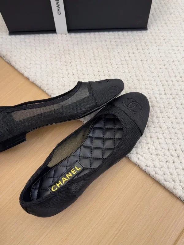 Chanel cc Logo Black Mesh Ballet Ballerina Flats shoes - Image 7