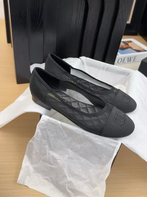 Chanel cc Logo Black Mesh Ballet Ballerina Flats shoes - Image 9