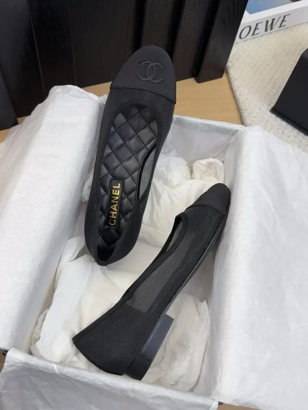 Chanel cc Logo Black Mesh Ballet Ballerina Flats shoes - Image 10