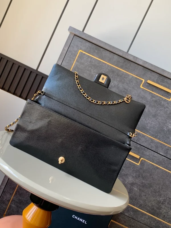 Clutch, Shiny lambskin & gold-tone metal, black - Image 7