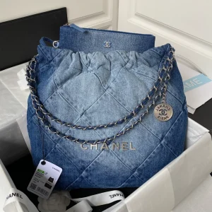 Designer Bucket Bag Large Tote With Black Leather