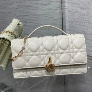 Dior Mini Bag Dahlia Red Patent Cannage Calfskin