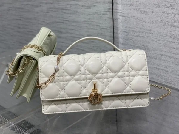 Dior Mini Bag Dahlia Red Patent Cannage Calfskin