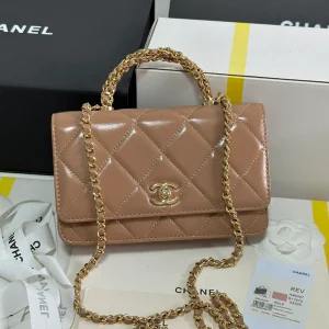 Fortok Chanel 24B twisted Chain Handle Woc Bag Beige