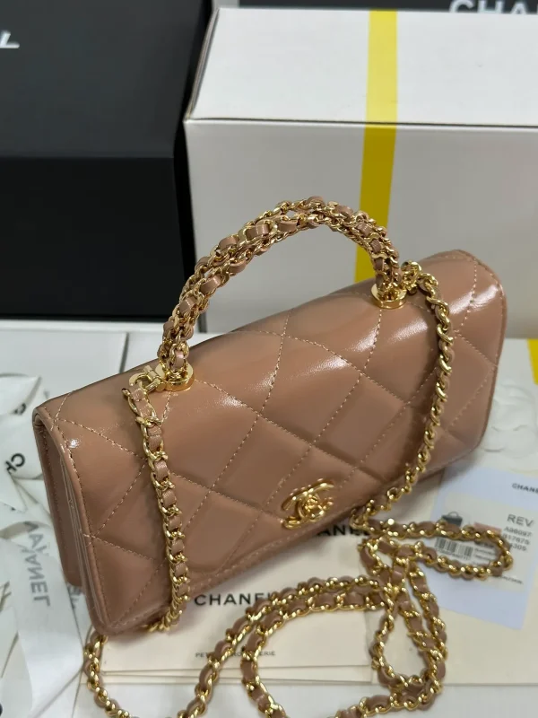 Fortok Chanel 24B twisted Chain Handle Woc Bag Beige - Image 6