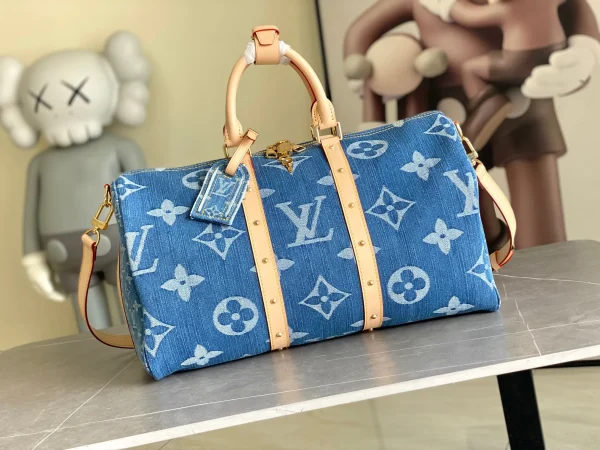 LOUIS VUITTON Monogram Denim Keepall Bandouliere 45 Bag - Image 3