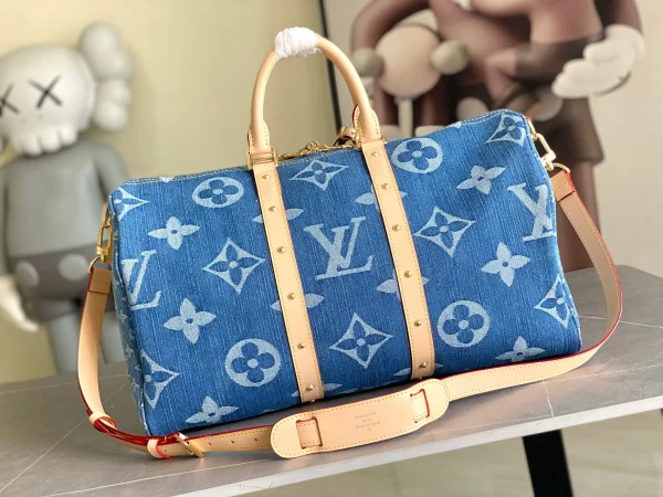 LOUIS VUITTON Monogram Denim Keepall Bandouliere 45 Bag