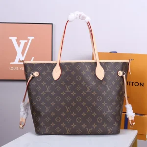 LOUIS VUITTON Monogram Neverfull MM Tote Bag Brown