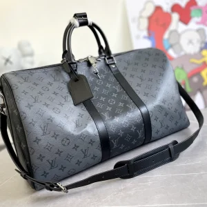 Louis Vuitton Monogram Eclipse and Reverse Canvas Keepall Bandouliere 50 Bag