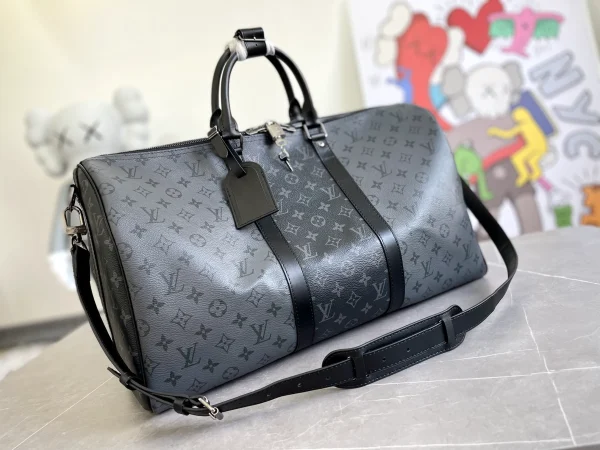 Louis Vuitton Monogram Eclipse and Reverse Canvas Keepall Bandouliere 50 Bag