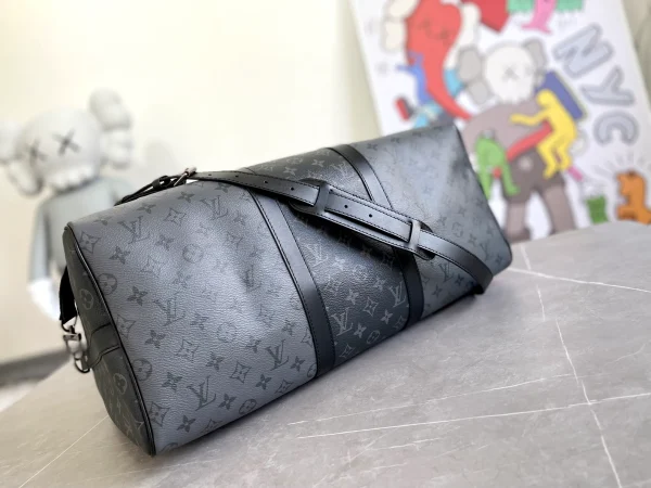 Louis Vuitton Monogram Eclipse and Reverse Canvas Keepall Bandouliere 50 Bag - Image 5